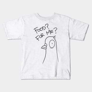 Pigeon - Food? For Me? ( Black ) Design by @aronimation Kids T-Shirt